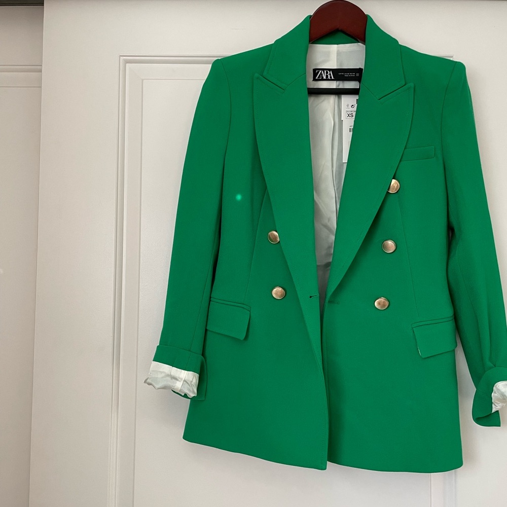 NWT ZARA Blazer With Gold Button Balmain Style XS